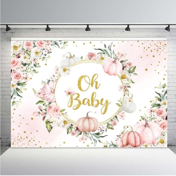 Other - 7x5ft Oh Baby Watercolor Blush Pink Floral Photo Background Party Decor NWT